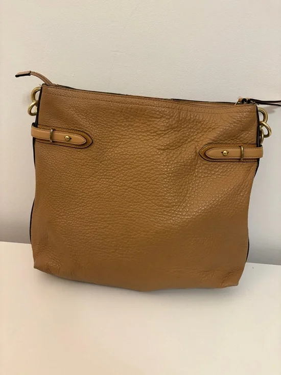 Coach Colette Tan Leather Shoulder Bag with Patent Center Stripe & Gold Hardware - Picture 5 of 12